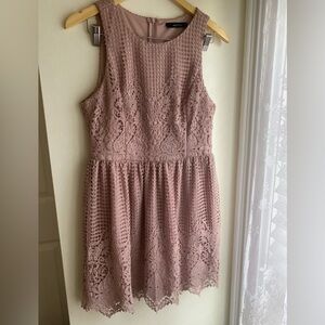 Ark & Co Lace Mini Dress Dusty Rose Pink Sleeveless Boho Size Large Fit & Flare